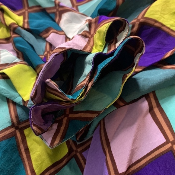 Diane von furstenberg stain glass silk plus 3X button front long sleeve shirt - Picture 6 of 8